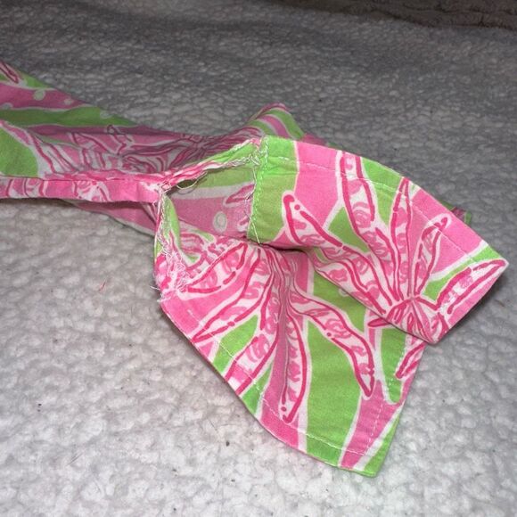 Lilly Pulitzer XS Quarter Button 3/4 Sleeve Collared Dress Easy Tiger Green Pink - Picture 9 of 12